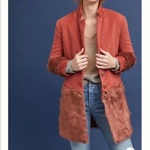 COPY - Anthropologie Keepsake Faux Fur Trimmed Tailored Coat